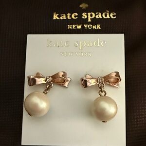 Kate Spade Gold Bow Pearl Earrings